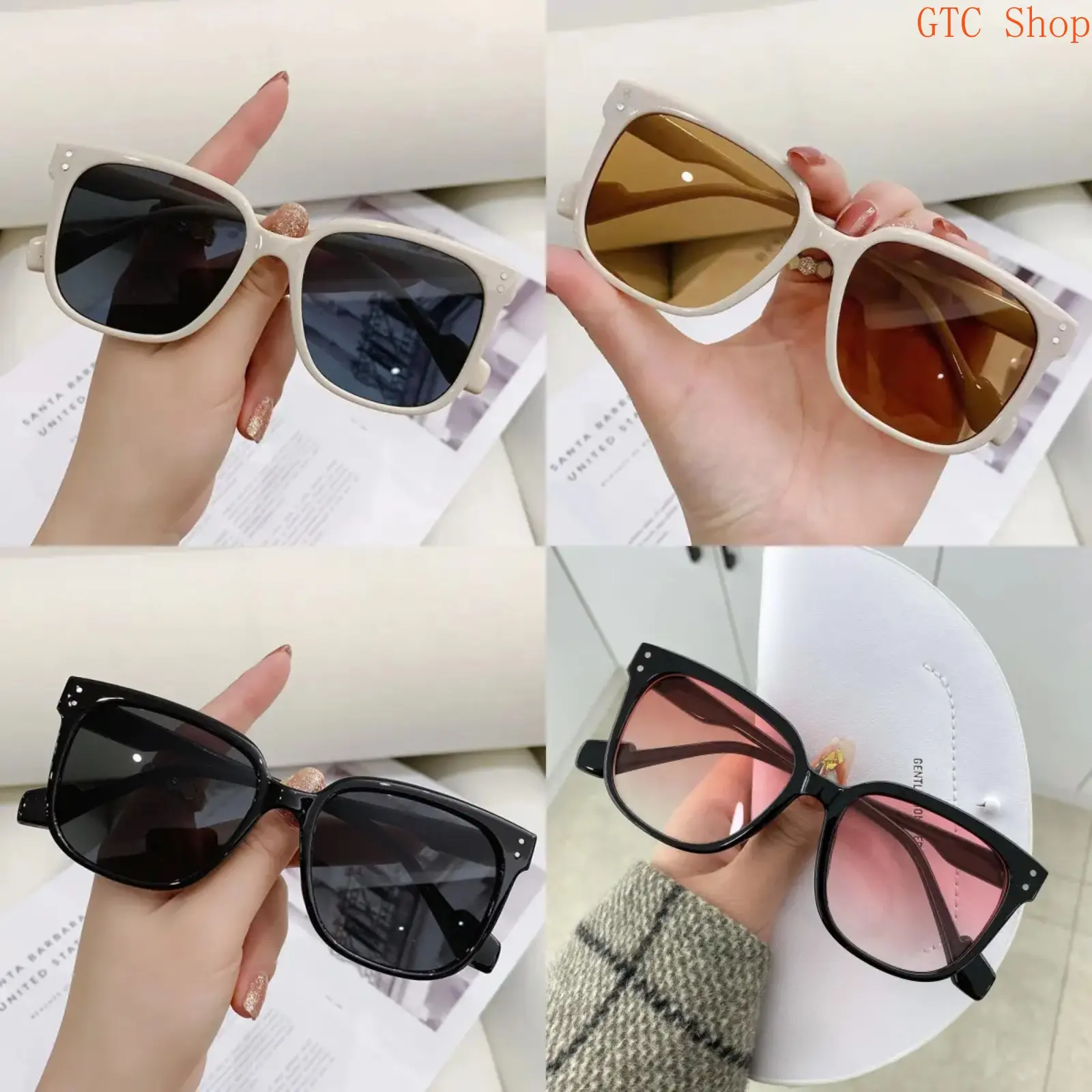2025 New Style Luxury 4-Pack Full Rim Large Frame Sunglasses Set - Slim, Casual, Comfortable, Bigface Slimming, Fashionable Eyewear, Premium Anti-UV Polarised Lenses, Square Round Oval Leopard Print Frames, Lightweight Daily Sun Shades
