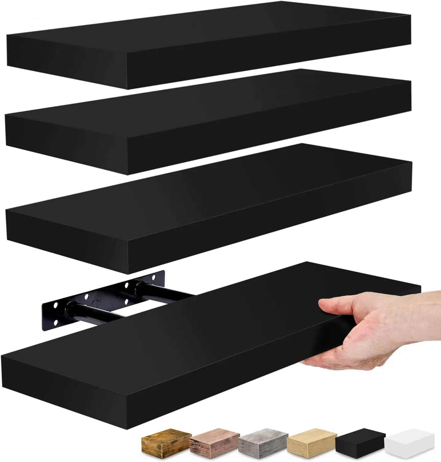 Sorbus Floating Shelves for Wall, 4 Pack Bathroom Shelves Wall Mounted, Hanging Book Shelf for Wall Home Decor Kitchen Wood