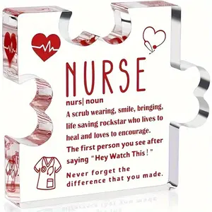 Nurse Themed Acrylic Puzzle Shaped Ornament, Creative Irregular Acrylic Decorative Table Sign, Nurse Appreciation Gift, Home Decor