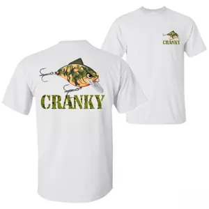 Double-sided Printing Crankbait T-Shirt, Fishing Lure Graphic Tee for Anglers, Soft Cotton Blend T-shirt, Camo Bass Fishing Humor Apparel for Men, Gift for Crankbait Lovers