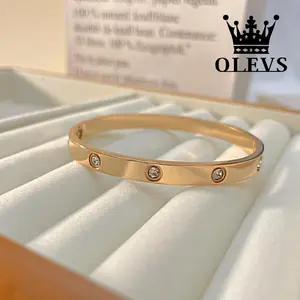 OLEVS Gold Bracelets for Women Friendship Love Bangle Bracelets Cubic Zirconia Stainless Steel Bracelet Jewelry Birthday Gifts for Women Stocking Stuffers 1046
