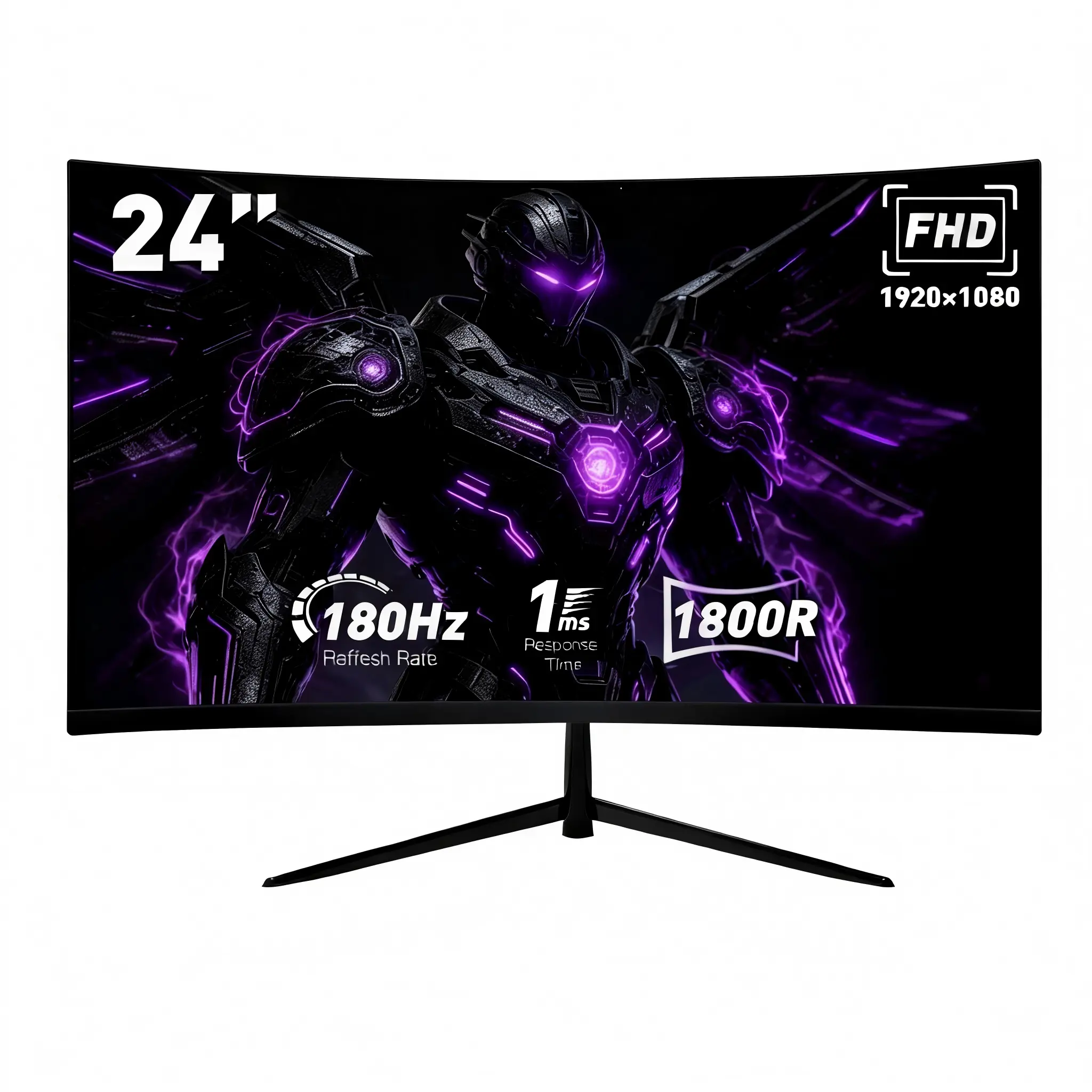 24” Curved Full HD IPS Panel Gaming Monitor - 180Hz Refresh Rate, 1ms Response Time, AMD FreeSync, HDMI/DP Ports, Ultra-Slim, VESA Mount Ready, Black Friday Deal, Desktop Computer Component