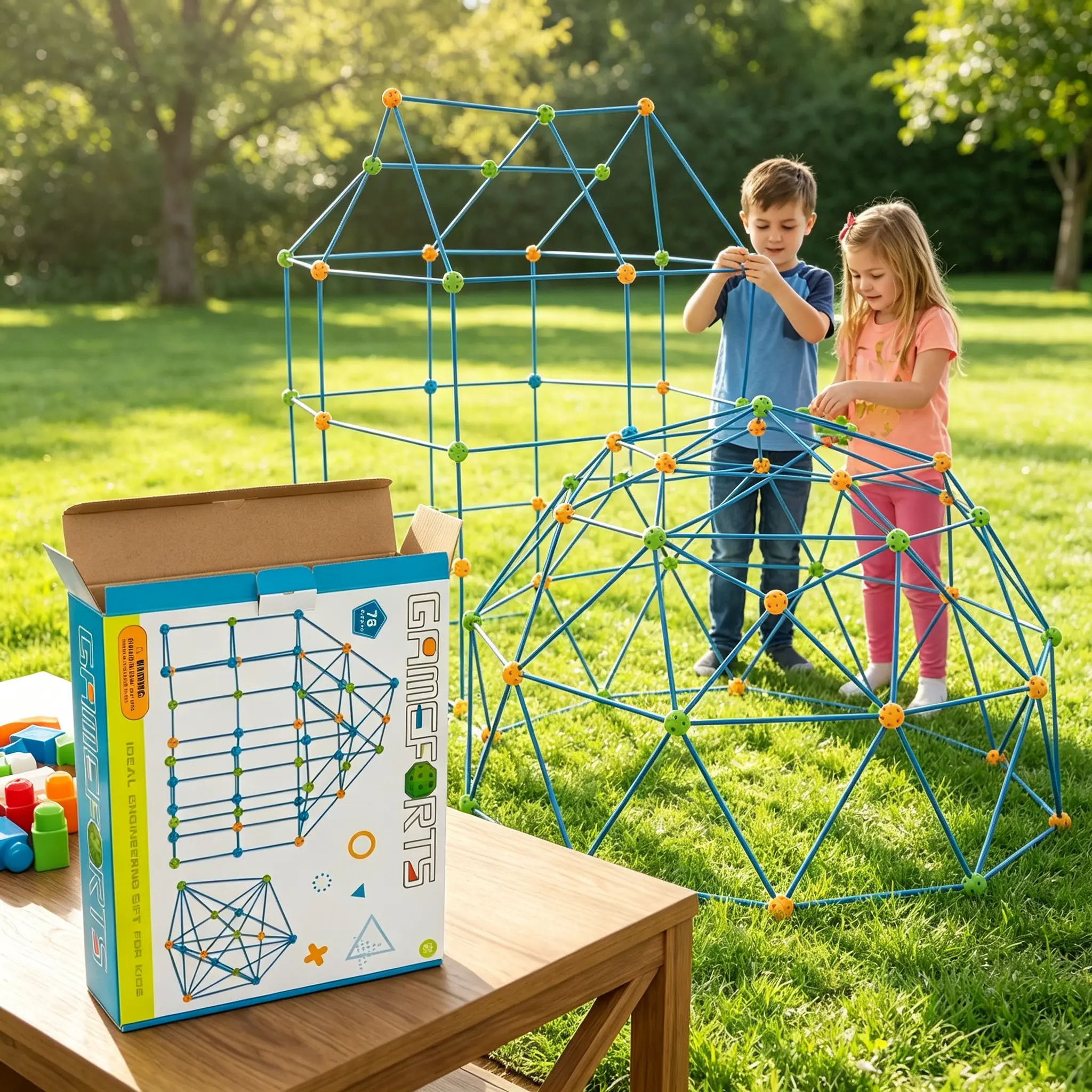 78PCS Fort Building Kit for Kids - STEM Educational Construction Toy, Indoor Outdoor Creative Fort Builder Set for Boys Girls Age 5+