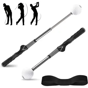 Retractable Golf Swing Trainer with Click Sound & Posture Correction Arm Band, Golf Grip Trainer for Right-Handed, Indoor & Outdoor  Aid for Beginners to Pros