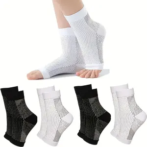 4 Pairs of Unisex Compression Socks and Foot Sleeves with Arch Support, Perfect for Sports, Running, Hiking, Cycling, and Casual Wear