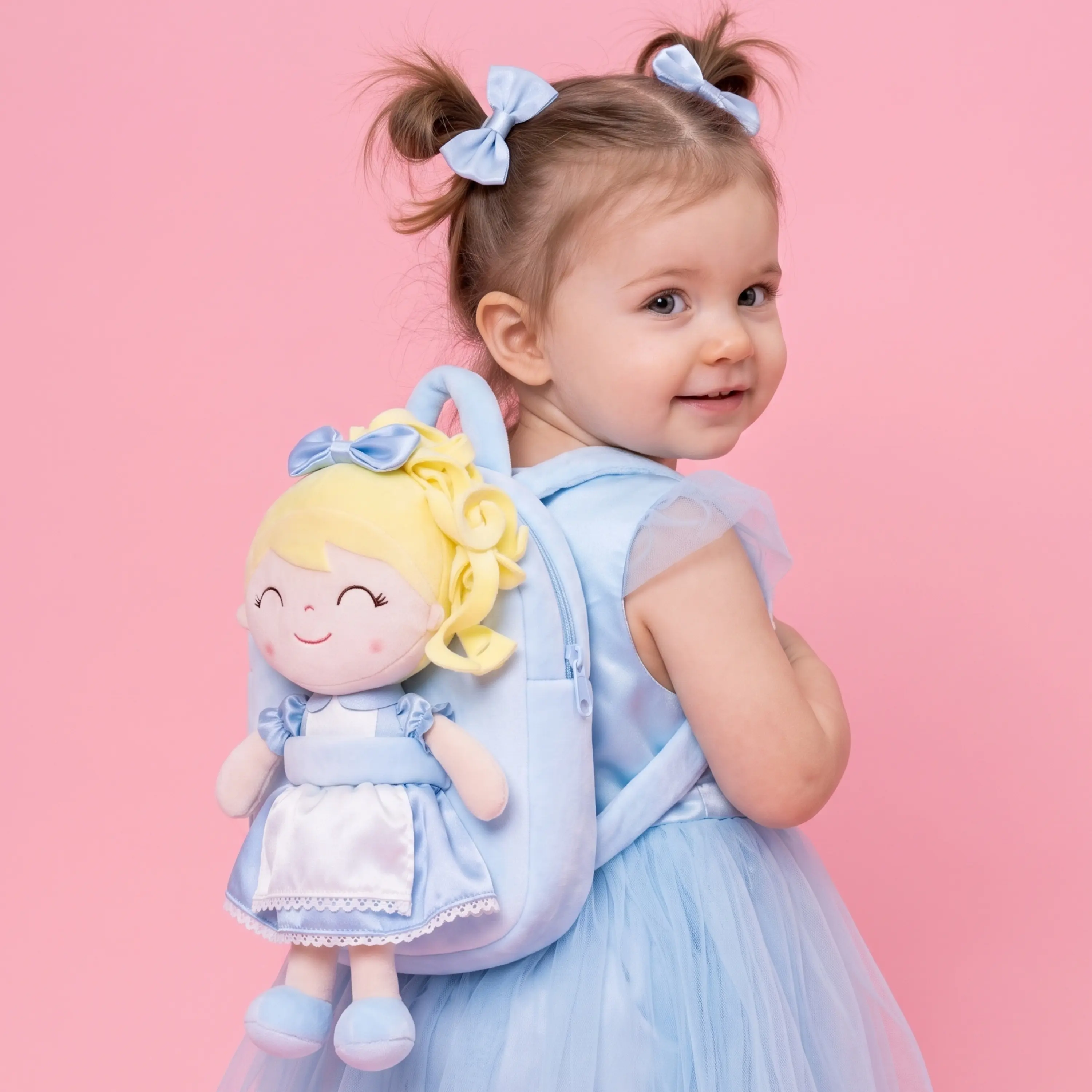 Toddler Backpack for Girls for Back to School - Cute Princess School Bag for Kids, Soft Plush Daycare Bag with Detachable Plush Toy