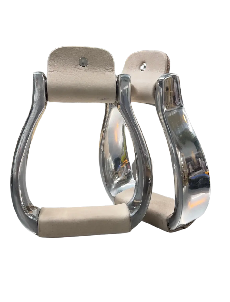 Aluminum 2" Stirrups w/Leather Tread