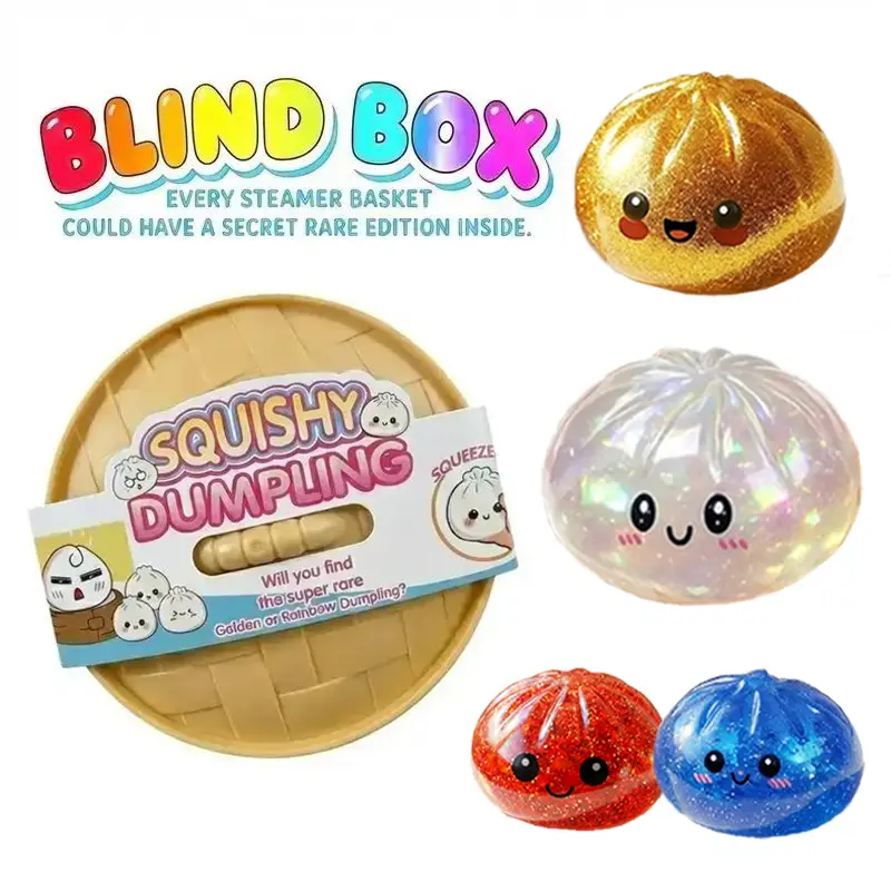 Dumpling Mystery Box – Full of surprises,NOT ALL Glitter, Random Styles Surprise, Colorful Soft Squeeze Stress Balls Fidget Sensory Toy, Decompression Gift for Kids Adults Squishy toy, Soft Sensory Squeeze Toy for Stress Relief