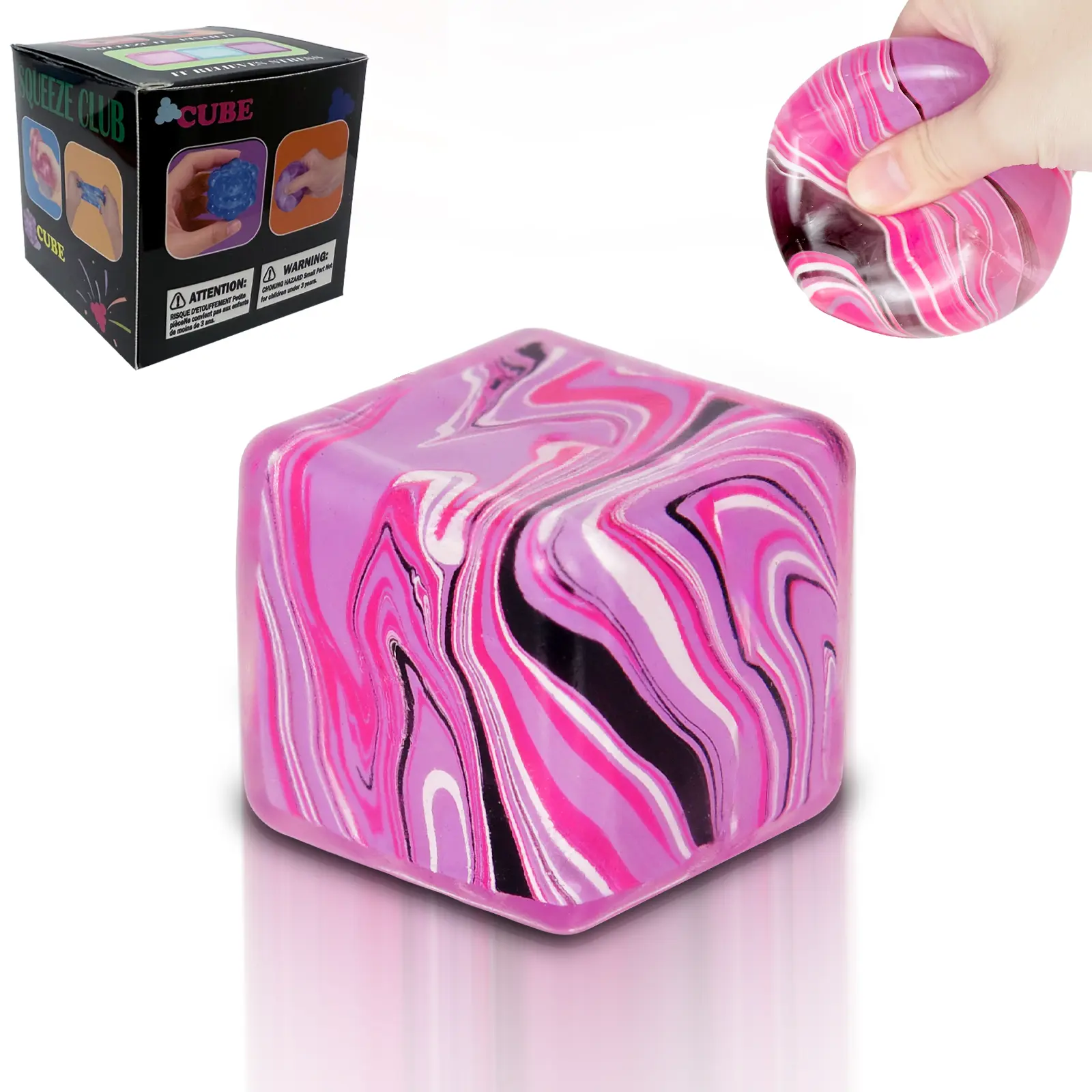 Cube Shape Purple 2.16in Wonder Waves Texture Berg Teenie Decompression Sensory Fidget Toy, Flexible Sensory Fidget Gadget, Stress Relief Accessory for Kids