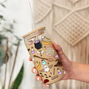 Hogwarts Magic 16oz Glass or Acrylic Cup - Durable Permanent UV DTF Wrap, Ideal for Coffee and Beverages cups book lover western gifts coffee cup