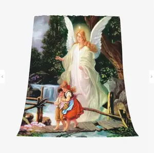 Heavenly Guardians Blanket Soft Flannel Blanket, an ideal Gift for Children Suitable For Use on Sofas, Beds, or For Travel, Gentle on The Skin, an Excellent Gift Multi-Purpose Holiday Blanket