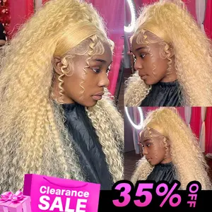 [Clearance Sale] Vshow Honey Blonde Kinky Curly Human Hair 13x4 Lace Front Wigs 150% 180% Density Full 613 Color Hair Wigs Can Be Dyed