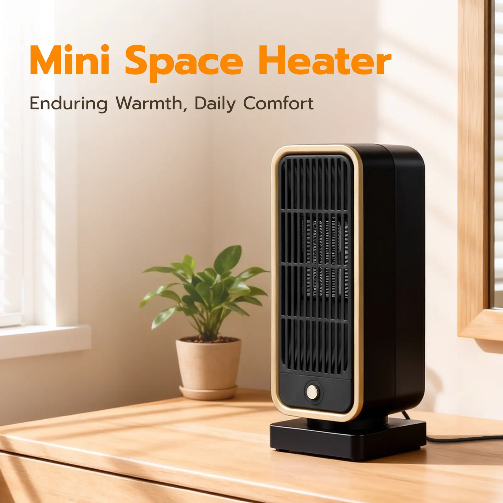 Portable Heater Fan with Tip-Over Protection, Ideal for Bedroom, Living Room & Office, Safe and Efficient Heating Solution