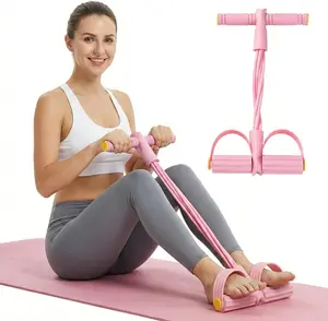 8-tube pedal resistance band, comfortable handle, durable natural rubber fitness band, used for full-body exercise, abdomen, waist, arms and legs 42cm x 22cm grip non-slip pedal