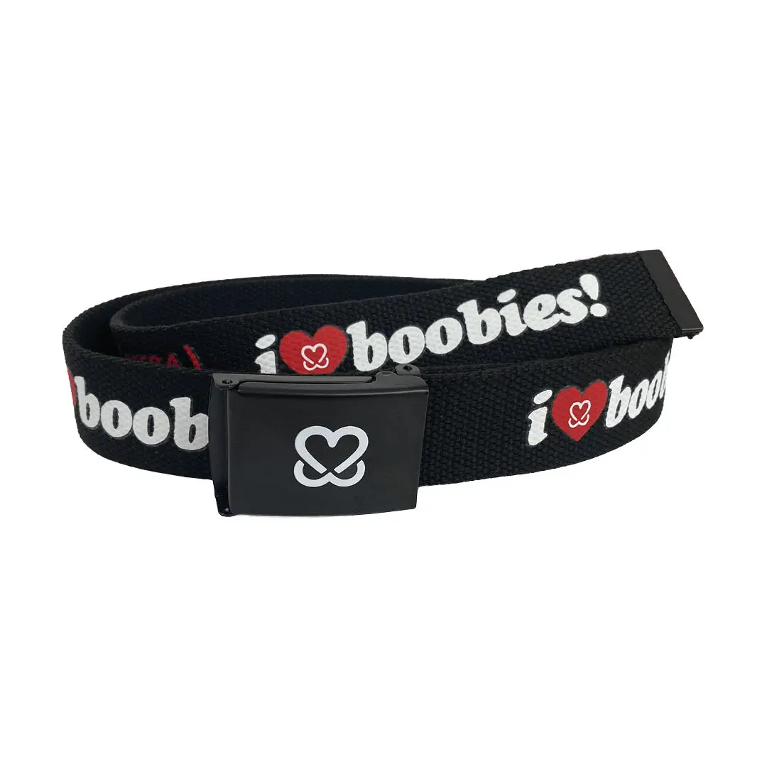 i love boobies! Web Belt - Volcano (Black / White / Red Heart)