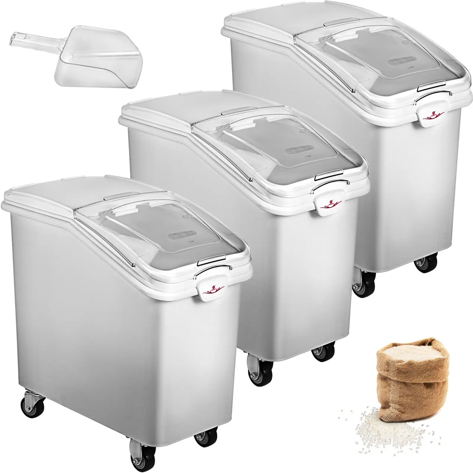 VEVOR 3 Pack Dry Ingredient 21 Gallon Storage Bin Caster Commercial Restaurant Kitchen