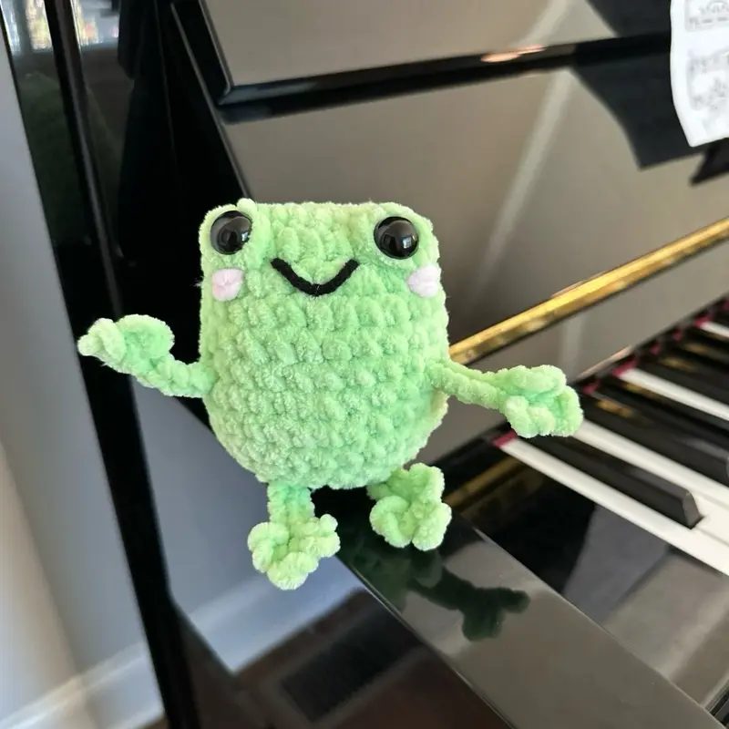 Chubby green frog plushie amigurumi handmade froggie