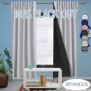 2 pieces, 100% blackout and heat-insulating curtains, made of polyester material, designed with laminating technology, modern and simple lightweight, hanging through poles, suitable for bedrooms, living rooms, offices and other occasions