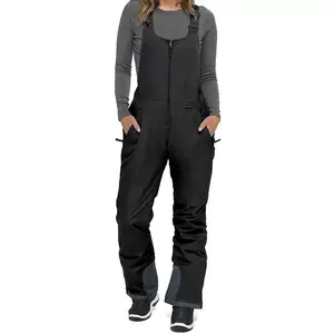 Womens Snow Bibs Insulated Waterproof Ski Bibs Overalls Winter Outdoor Snow Pants with Zip Pockets & Adjustable Straps for Skiing & Snowboarding