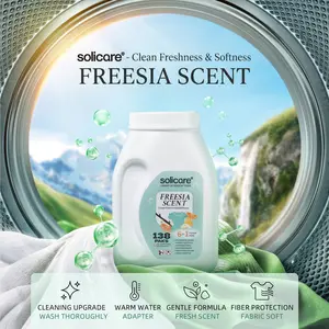 Solicare-Fresh Freesia 6 in 1 Stain Fighting Odor Eliminating Fresh Freesia 138 Paks Multi-Chamber HE Compatible Laundry Detergent Pods for All Washing Machines