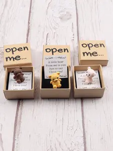 Bear Gift Box for Birthday Anniversary Valentine's Day Wedding Couple Memorabilia, Includes Heart Card and Cartoon Design, Romantic Gift Box