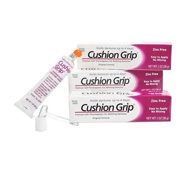 🔥 HOT SALE 51% OFF | Cushion Grip Thermoplastic Denture Adhesive, 1 oz (Pack of 3)