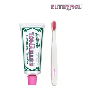 Euthymol Whitening Toothpaste & Toothbrush Set (White)– Removes Coffee & Tea Stains, Gentle on Sensitive Teeth, Korean Oral Care