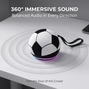 Spherical 5Th Gen Football-Style Alexa Dot Smart Speaker with RGB Lighting, Wireless Subwoofer, TWS Pairing And Portable Base