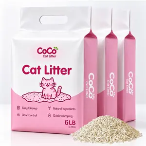 CoCo Cat Litter, Flushable Tofu Cat Litter, Quick Clumping, Odor Control, Low Dust, 3 Bags (18 LB)