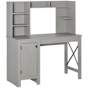 HOMCOM Farmhouse Computer Desk with Hutch and Cabinet, Home office Desk with Storage, for Study
