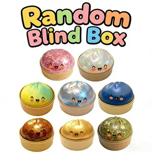 Blind Box 2026 New Glitter Dumpling Squishy with Steamer Box, Soft Sensory Fidget Steamed Bun Squeeze Toy for Adult Stress & Anxiety Relief