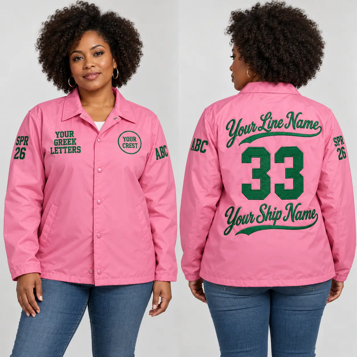 Personalized Chapter Group Line Jacket - Collegiate Baseball Script, Embroidered Garment with Styled Sleeves for Sports Professionals, Embroidery