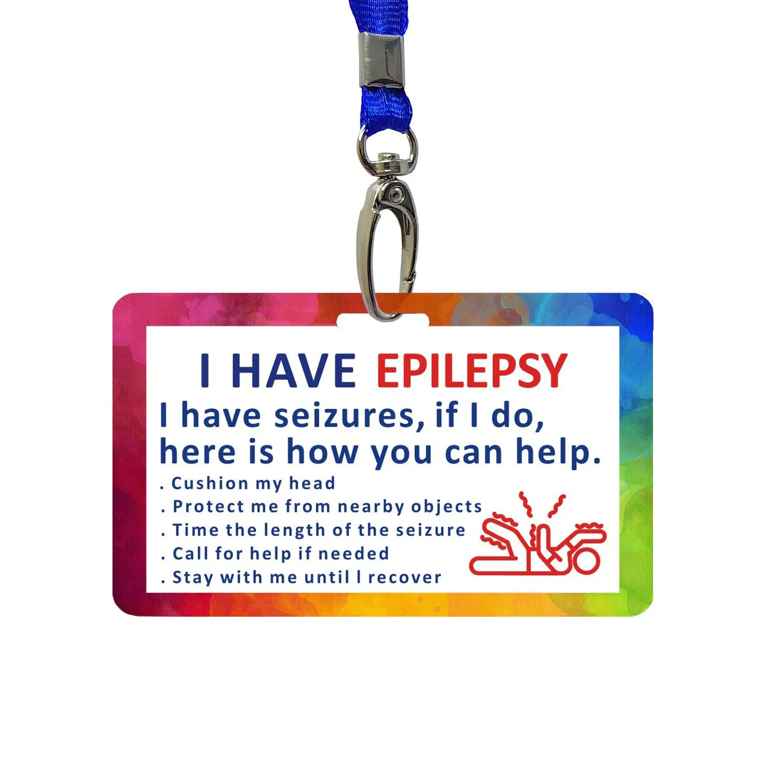 Epilepsy Card with Lanyard, 1 Count Epilepsy Travel Card, Emergency Relief Card for Epilepsy, Waterproof Durable Card for Epilepsy, Seizure, Id Badge Holder with Lanyard