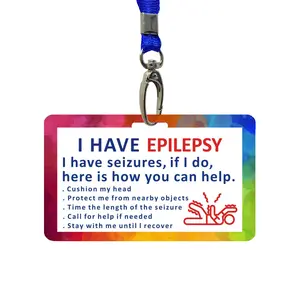 Epilepsy Card with Lanyard, 1 Count Epilepsy Travel Card, Emergency Relief Card for Epilepsy, Waterproof Durable Card for Epilepsy, Seizure