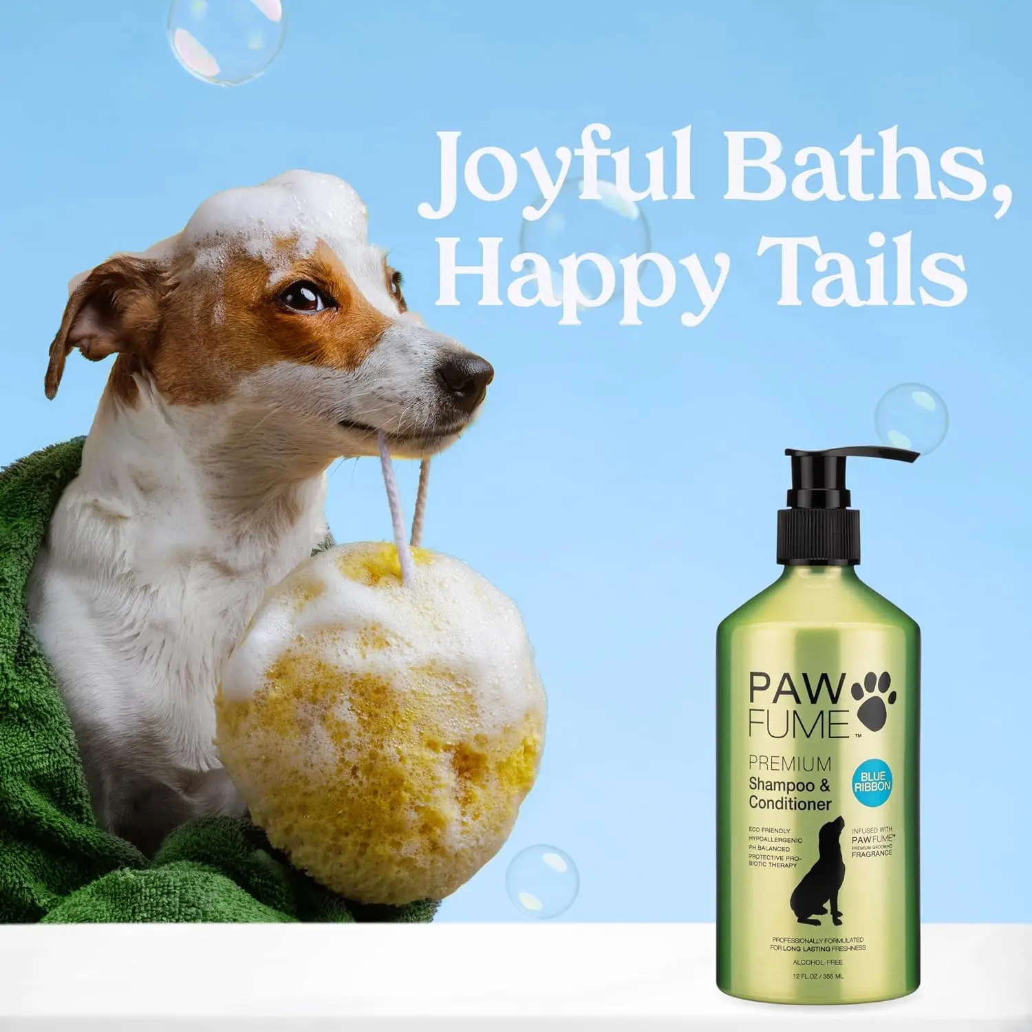 PAWFUME Dog Shampoo and Conditioner, Blue Ribbon, 1-Pack