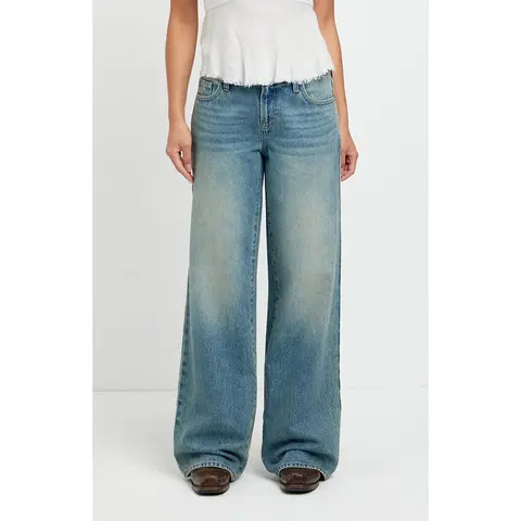 Pacsun Women's Casey Low Rise Baggy Jeans Medium Blue Tint