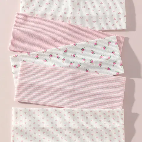 5-Piece Set Fashionable Women's Soft Non-Slip Hairbands, Knotted Headband, Butterfly Knot, Stripes, Hearts, Floral Prints, Stretchy Headbands, Elastic Workout Headband Yoga Accessories