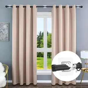 No Drill Shower Curtain Rod Bracket, 2 Counts/set Self-adhesive Curtain Rod Holder, Adjustable Curtain Rod Hanger for Bathroom, Kitchen, Home & Hotel Use, Organiser, Home Goods