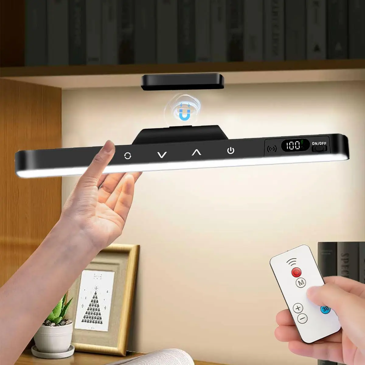 Rechargeable Magnetic Motion Sensor LED Light Bar - 2000mAh Under Cabinet Closet Vanity Mirror Light with Dimmable 3 Color Temp & Battery Display, Wireless Stick-on Night Light for Kitchen Bedroom Makeup