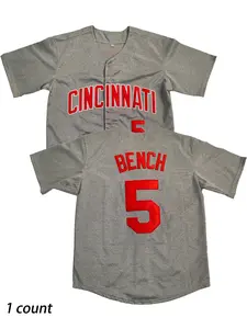 Cincinnati, Bench, No.5 Embroidered or Printed Retro Edition Breathable Jersey, Casual Outdoor Daily Sports Micro Elastic Universal Men's Baseball Jersey Apparel Jersey Jersey Shirts
