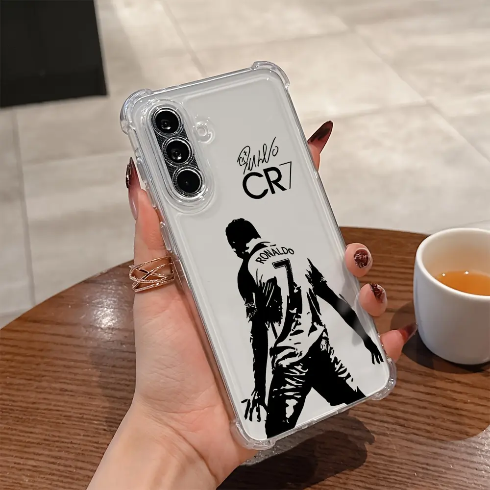Legendary Football Star CR7 Pattern Phone Case Compatible with for samsung for galaxy a56 A26 A36 A55 A35 A06 A16 A05 A14 A24 A34 A54 A15 A05S A25 A23 A33 A53 A73 4G/5G Shockproof Transparent Soft Back Cover, Smartphone, Handheld