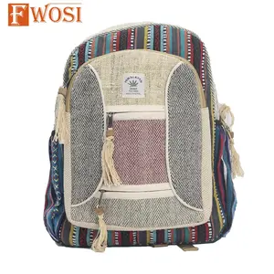 Fwosi Hemp Backpack - Eco-Friendly Blend of High-Quality Hemp and Cotton, Crafted in Nepal, Versatile Design for Men & Women
