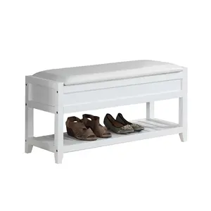 Seating Bench with Shoe Storage, White