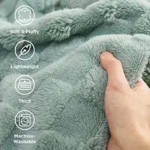 Sage Green Fleece Blanket for Couch - Checkered Throw Blanket for Women, Cute Soft Cozy Throw for Girls, 50x60 Inches