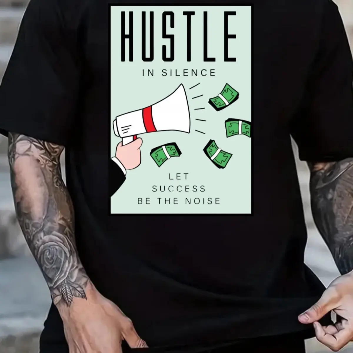 Monopoly Inspired Hustle in Silence T-Shirt, Short Sleeve Crewneck Top