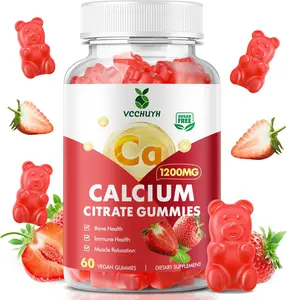Calcium Citrate Gummies 1200mg Chewable Calcium Supplements for Women and Men Sugar Free Calcium Gummies for Bone Muscle and Immune Support Strawberry Flavor 60 Count Daily Bone Health Muscle Strength and Immune Support Wellness Formula