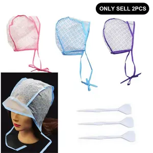 2pcs Hair Coloring Cap with Plastic Hook Hair Dispenser set, Single-time use hair dye tool set, Professional Highlight & Hair Dye Accessories, Salon Grade Hair Tinting Kit.