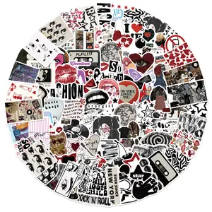 100pc Y2K Sticker Pack Pinterest Girl Black And White Durable Vinyl Waterproof Stickers for Book Phone Laptop Water Bottle Fun Craft Stickers for Smartphone Scrapbooks Planners Gifts and Rewards Cute Gifts for Girls Kids Teens Adults - Cellphone