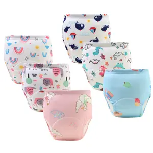 6pcs Baby Training Pants Washable Diaper Covers, Breathable Cloth Nappy Pockets for Infants, All-Seasons Comfort