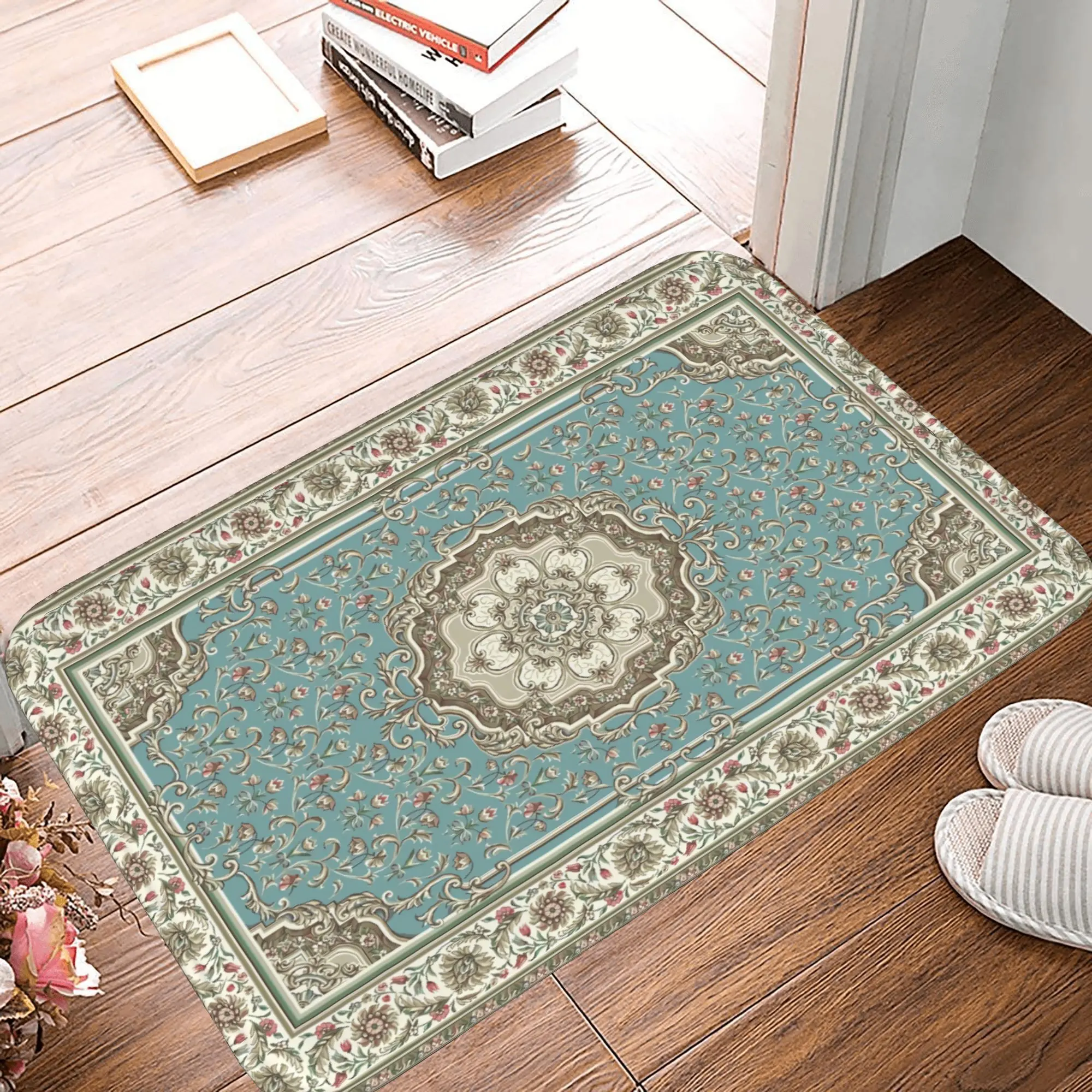 Luxurious Persian Inspired Doormat   Non Slip, Absorbent & Easy Clean Entryway Rug   Elegant Home Decor for IndoorOutdoor Use